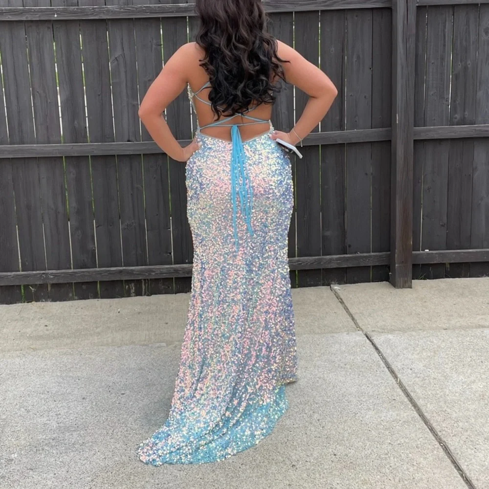 light blue sequin prom dress - Picture 2 of 3